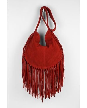 Ecote Bettina Suede Fringe Hobo Bag - Red