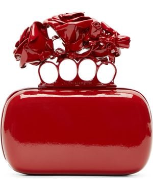 McQueen Red Lacquered Rose Knucklebox Clutch