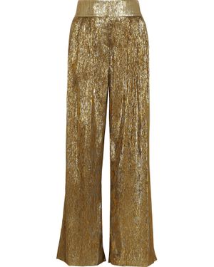 Oscar de la Renta Silk-Blend Lamé Wide-Leg Trousers - Metallic