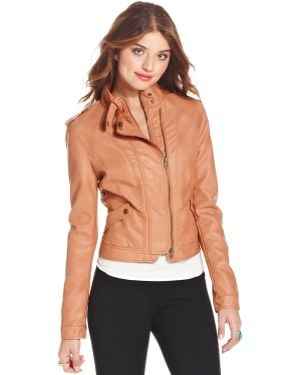 American Rag Faux Leather Moto Jacket - Brown