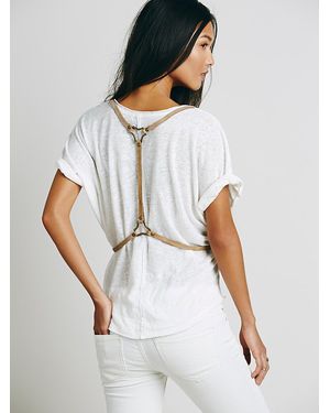 Free People Womens Leather Harness Vest - Brown