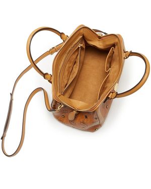 MCM Satchel - Gold-tone Stud Visetos Doctor - Brown