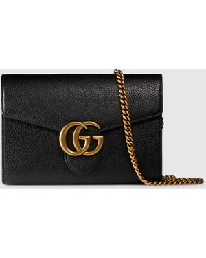 Gucci Gg Marmont Leather Chain Wallet - Black
