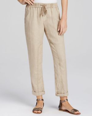 Three Dots Cuffed Linen Pants - Natural