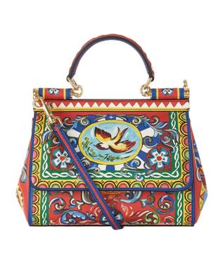 Dolce & Gabbana Carretto Print Mini Sicily Top Handle Bag - Multicolour