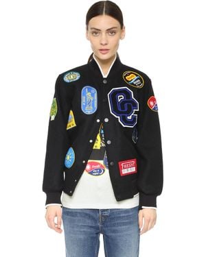 Opening Ceremony Fruit Sticker Varsity Jacket - Black