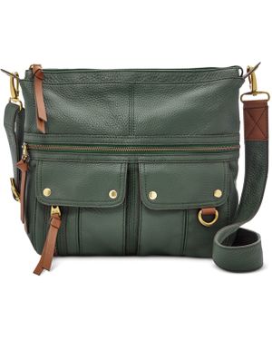 Fossil Morgan Leather Top Zip Crossbody - Green