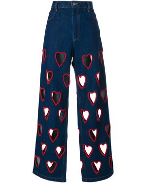 Ashish Cut-out Heart Flared Jeans - Blue