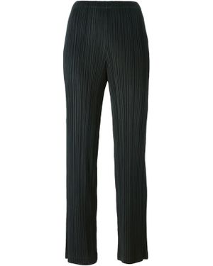 Pleats Please Issey Miyake Pleated Straight Trousers - Black