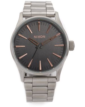 Nixon Sentry 38 Ss Watch - Grey/Rose Gold - Metallic
