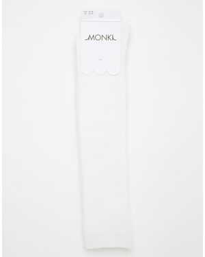 Monki Ribbed Knee Socks - White