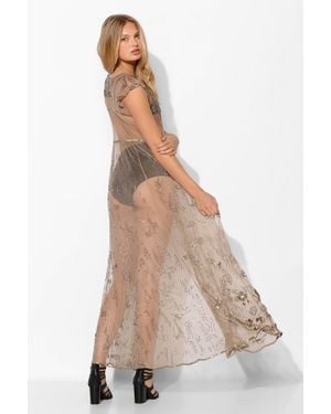 Kimchi Blue Tarnished Beaded Mesh Maxi Dress - Gray