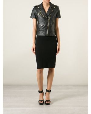 MICHAEL Michael Kors Short-Sleeved Biker Jacket - Black