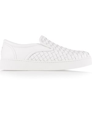 Bottega Veneta Intrecciato Leather Slip-on Trainers - White