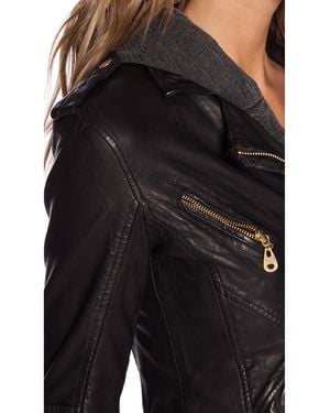 Doma Leather Fitted Cropped Jacket - Black