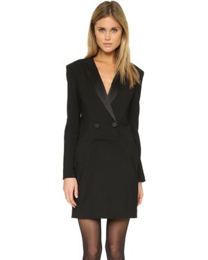 DKNY Long Sleeve Tuxedo Dress - Black