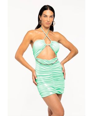 4giveness Abito Corto Pretty Tricolor - Verde