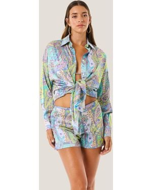 4giveness Camicia Crop Cachemire Pastel - Blu