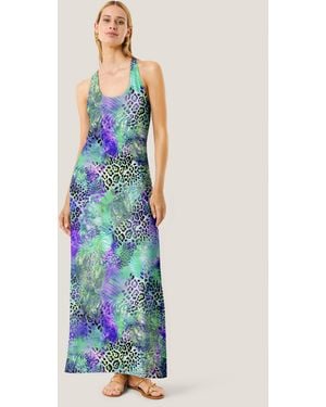 4giveness Abito Lungo Patch Animalier - Blue