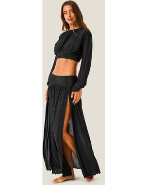 4giveness Gonna Lunga Due Spacchi Lurex Gloss - Black