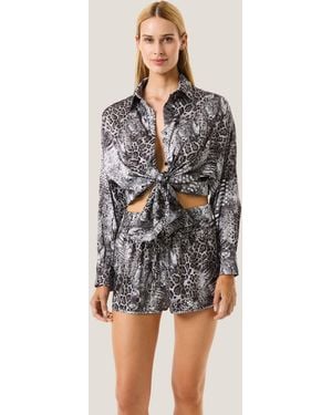 4giveness Camicia Con Nodo Animalier Resort - Multicolor