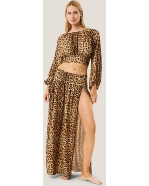 4giveness Gonna Lunga Spacchi Leopard Resort - Natural
