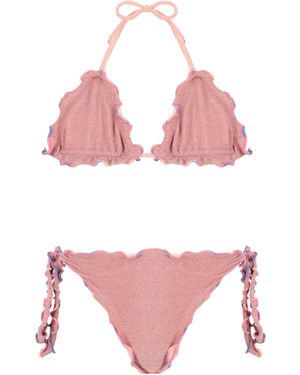 4giveness Bikini Triangolo Con Slip Nodi - Pink