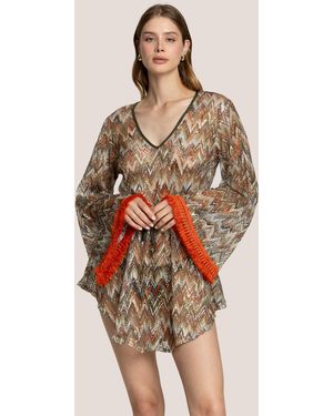 4giveness Caftano Geometrical Net - Red