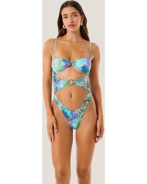 4giveness Costume Intero Patch Animalier - Blue