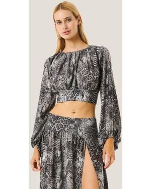 4giveness Top Crop Animalier Resort - Gray