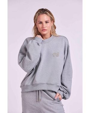 4giveness Round Neck Sweatshirt With "4Gvs" Embroidery - Gray