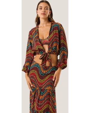 4giveness Camicia Crop Con Cinto Kenia - Multicolor