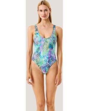 4giveness Costume Intero Patch Animalier - Blue