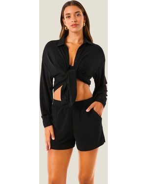 4giveness Camicia Con Nodo Lurex Resort - Black
