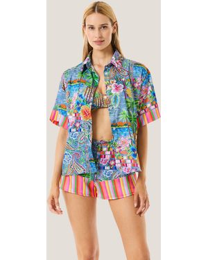 4giveness Camicia Manica Denim Mexican - Blue