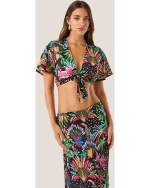 4giveness Maglia Crop Con Nodo Maya Dream - Multicolor