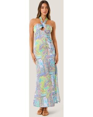 4giveness Abito Lungo Cachemire Pastel - Blue