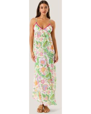 4giveness Vestito Lungo Morbido Flowers Colors - Multicolor