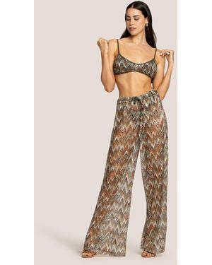 4giveness Pantalone Palazzo Geometrical Net - Natural