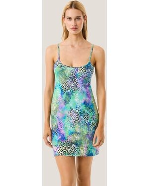 4giveness Abito Corto Patch Animalier - Blue
