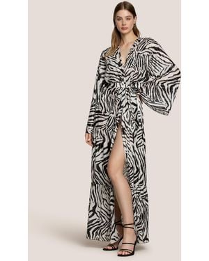 4giveness Kimono Con Cintura Zebra Night - Natural