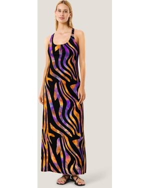 4giveness Abito Lungo Hypnotic Zebra - White