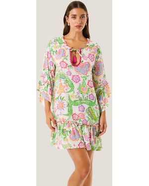 4giveness Vestito Corto Balza Flowers Colors - Multicolore