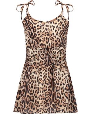 4giveness Vestito Corto Cut Fantasia - Brown