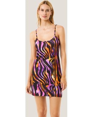 4giveness Abito Corto Hypnotic Zebra - White