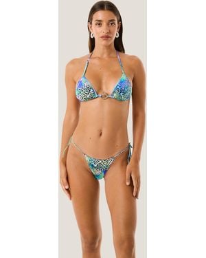 4giveness Bikini Triangolo E Slip Laccetti Patch Animalier - Multicolor