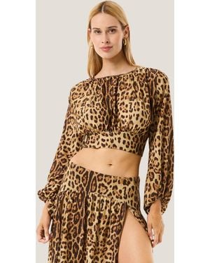 4giveness Top Crop Leopard Resort - Natural