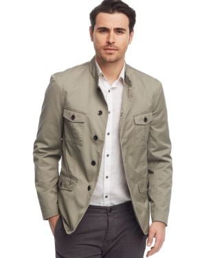 Kenneth Cole New York Nehru Fourpocket Military Blazer - Gray