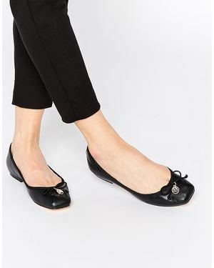 Faith Austin Leather Square Toe Ballet Flats - Black