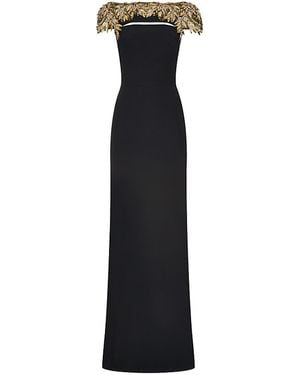 McQueen Embellished Front Gown - Black